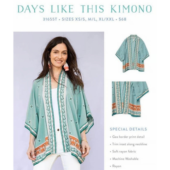 Matilda Jane Days Like This Kimono Open Front Floral Teal Top Womens Size XS / S - Picture 8 of 8